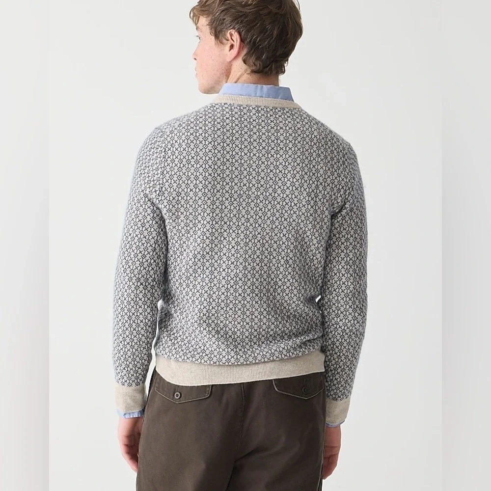J Crew Cashmere jacquard crewneck sweater BM093
